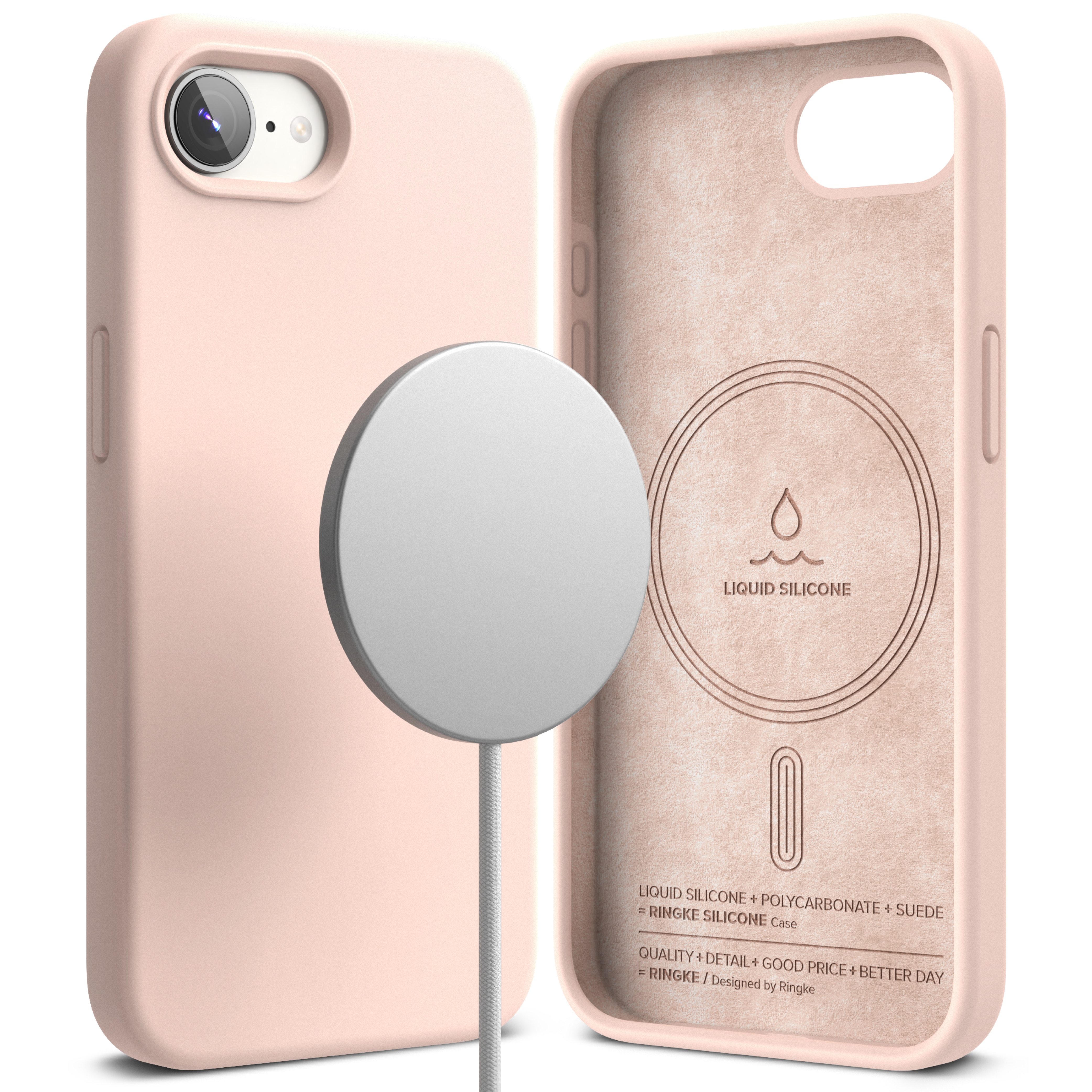 Silicone Magnetic Coque iPhone SE 4 Pink Sand