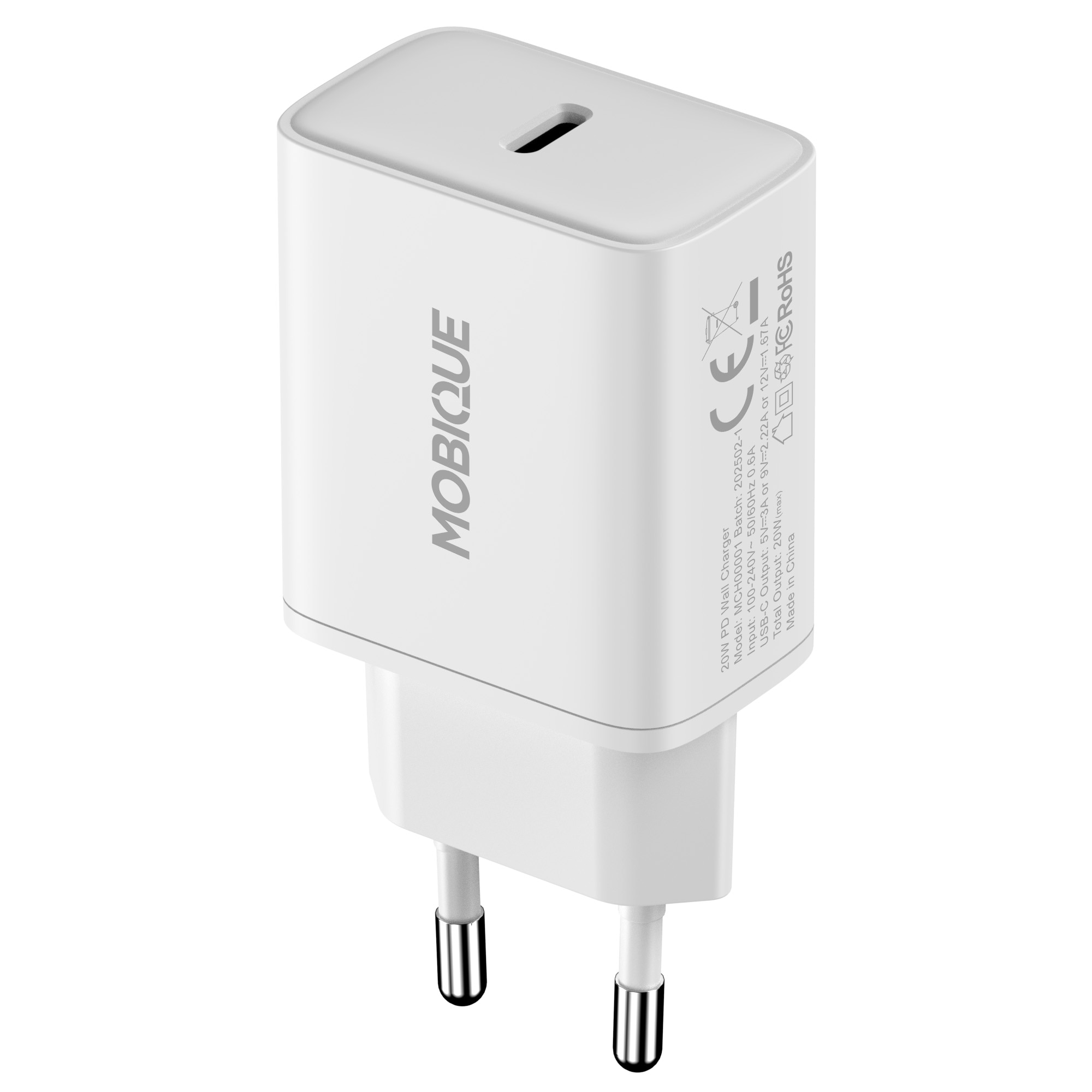 Chargeur Mural USB-C 20W PD, blanc