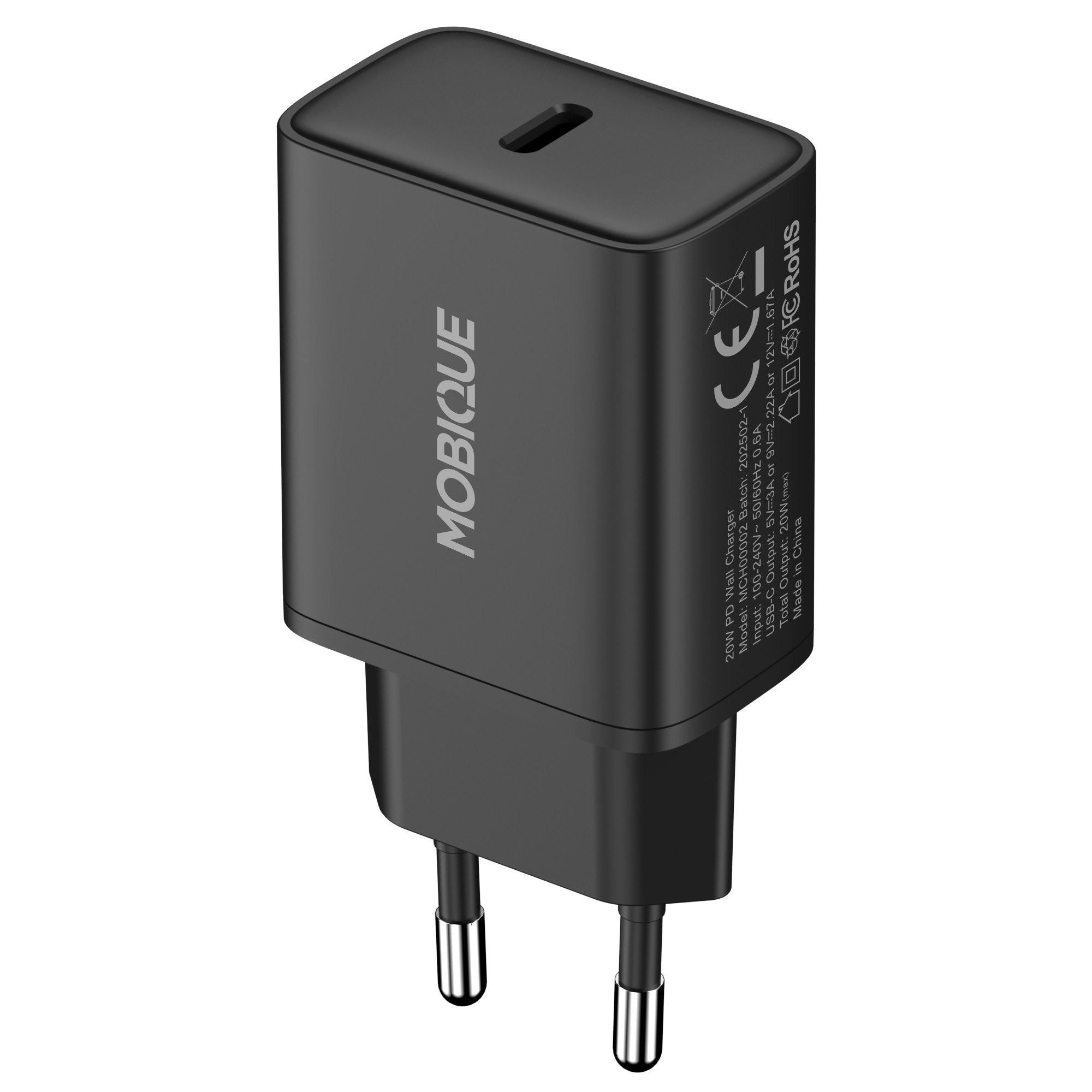 Chargeur Mural USB-C 20W PD, noir