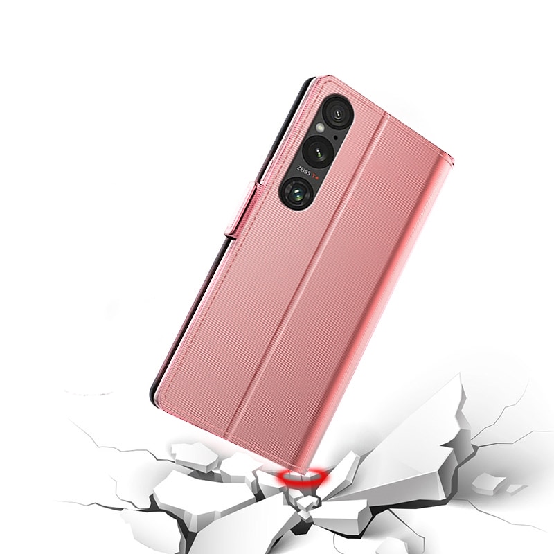 Étui portefeuille Miroir Sony Xperia 1 VI, rose doré