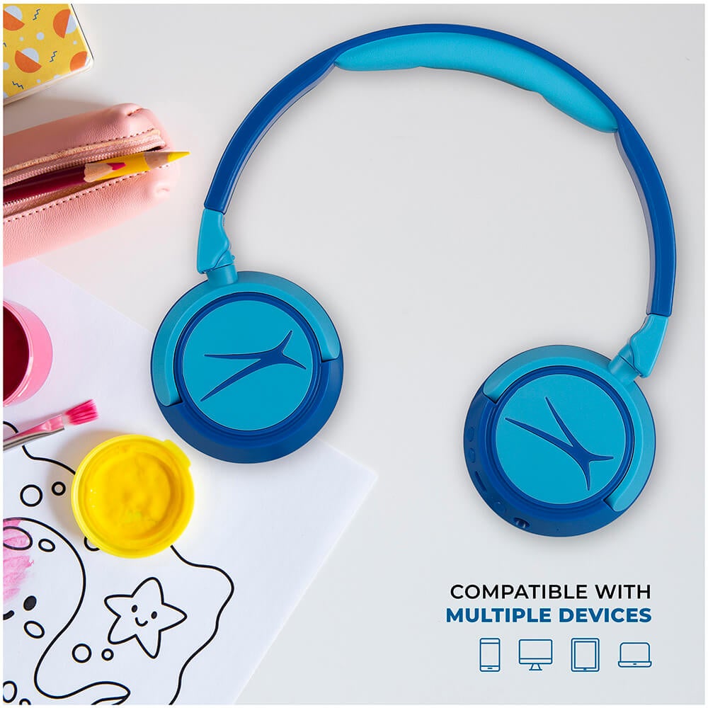 Casque sans fil On-Ear pour enfants 2-en-1, bleu