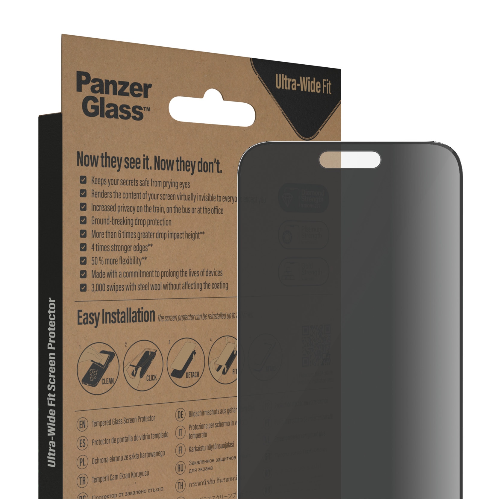 Panzerglass Protection d'écran Ultra Wide Fit Privacy iPhone 15