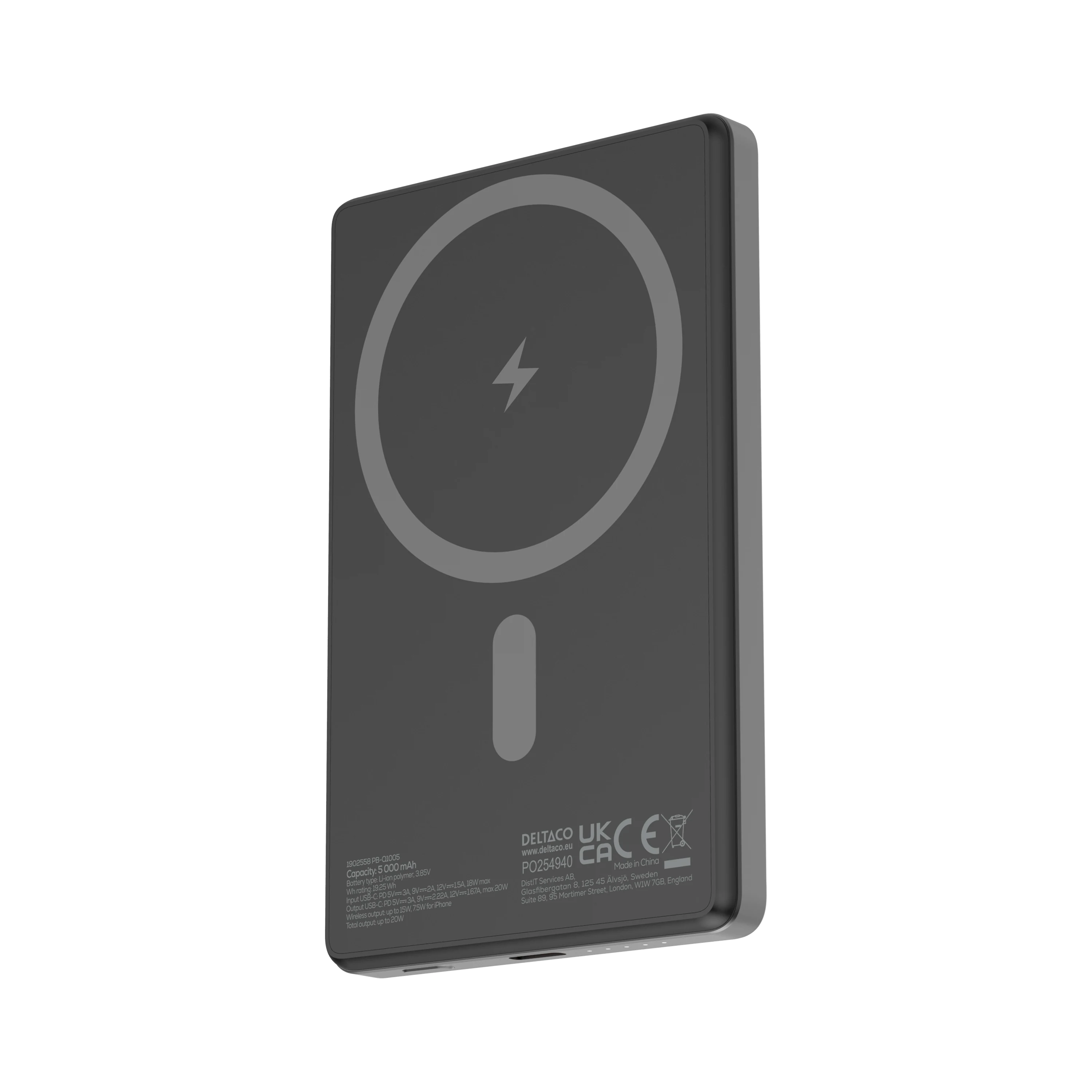 Batterie externe sans fil MagSafe 5000 mAh, noir