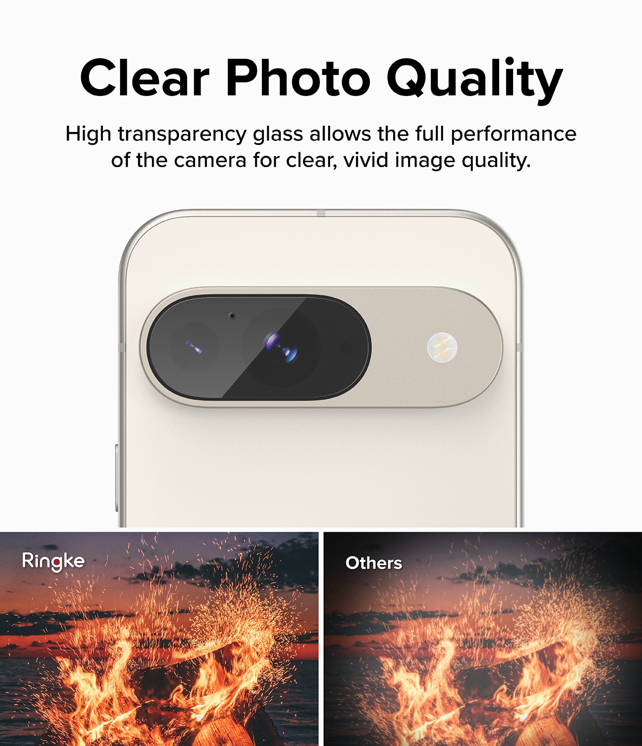 Camera Protector Glass (3-pack) Google Pixel 9 Transparent