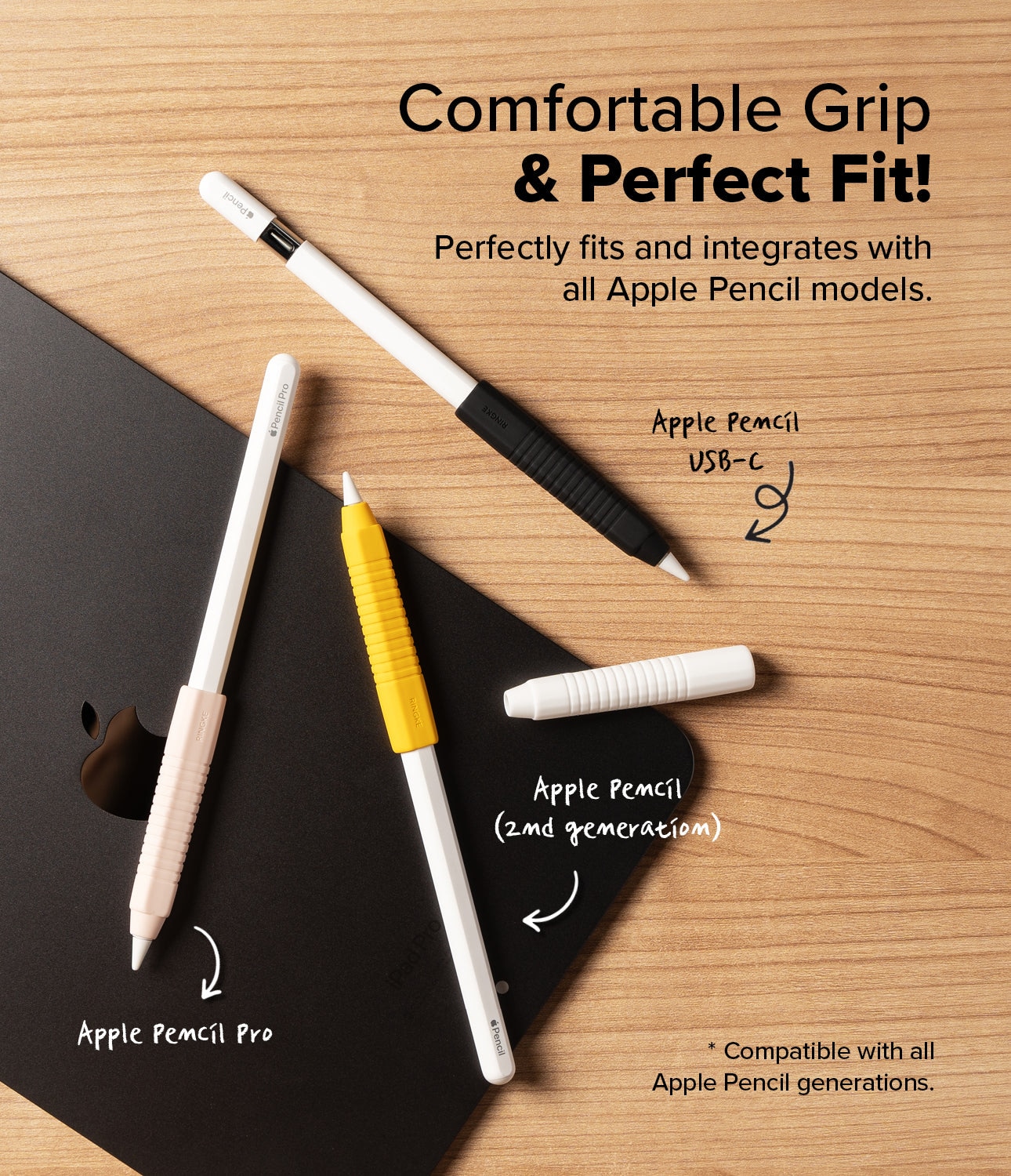 Silicone Grip Holder Apple Pencil, noir