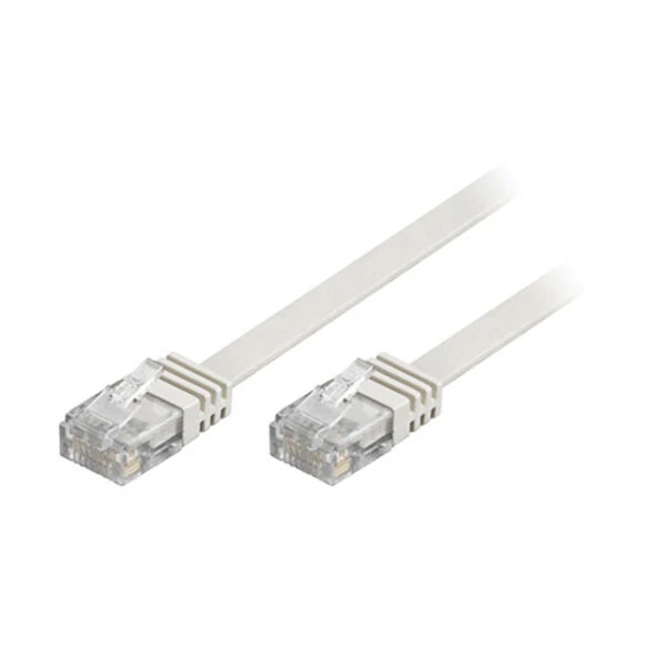 Câble de raccordement U/UTP Cat6 plat de 20  m, blanc