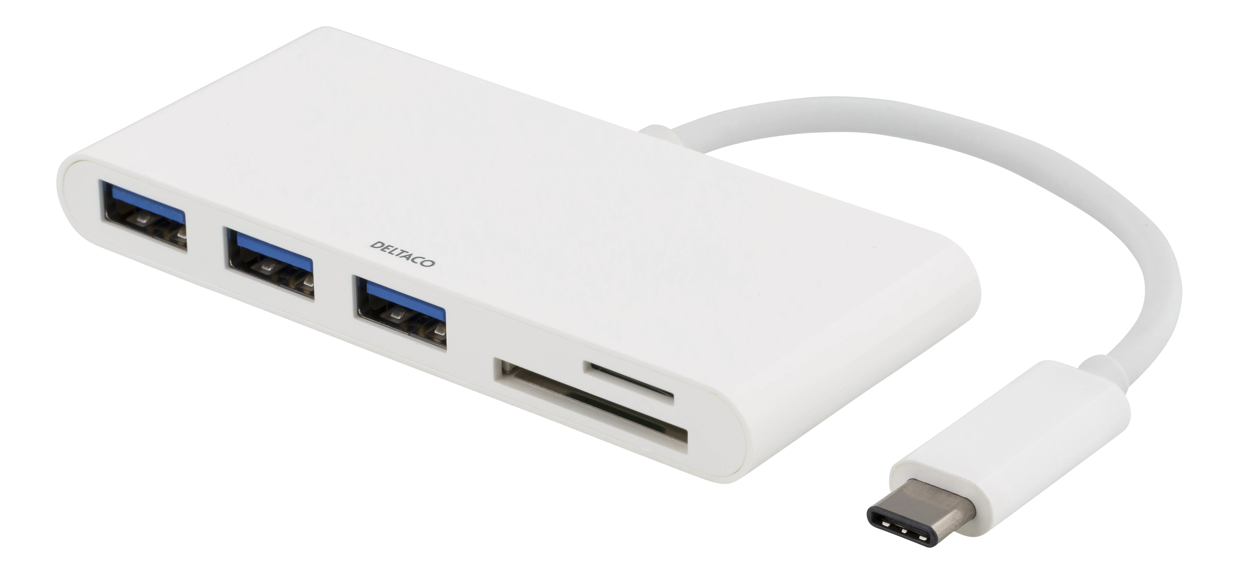 Hub USB-C 3x USB-A + SD/microSD, blanc