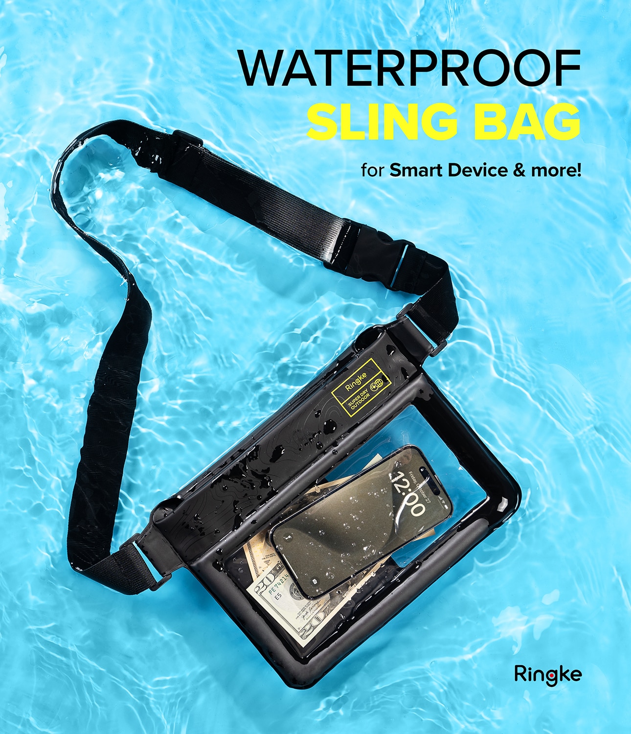 Universal Waterproof Sling Bag, Black