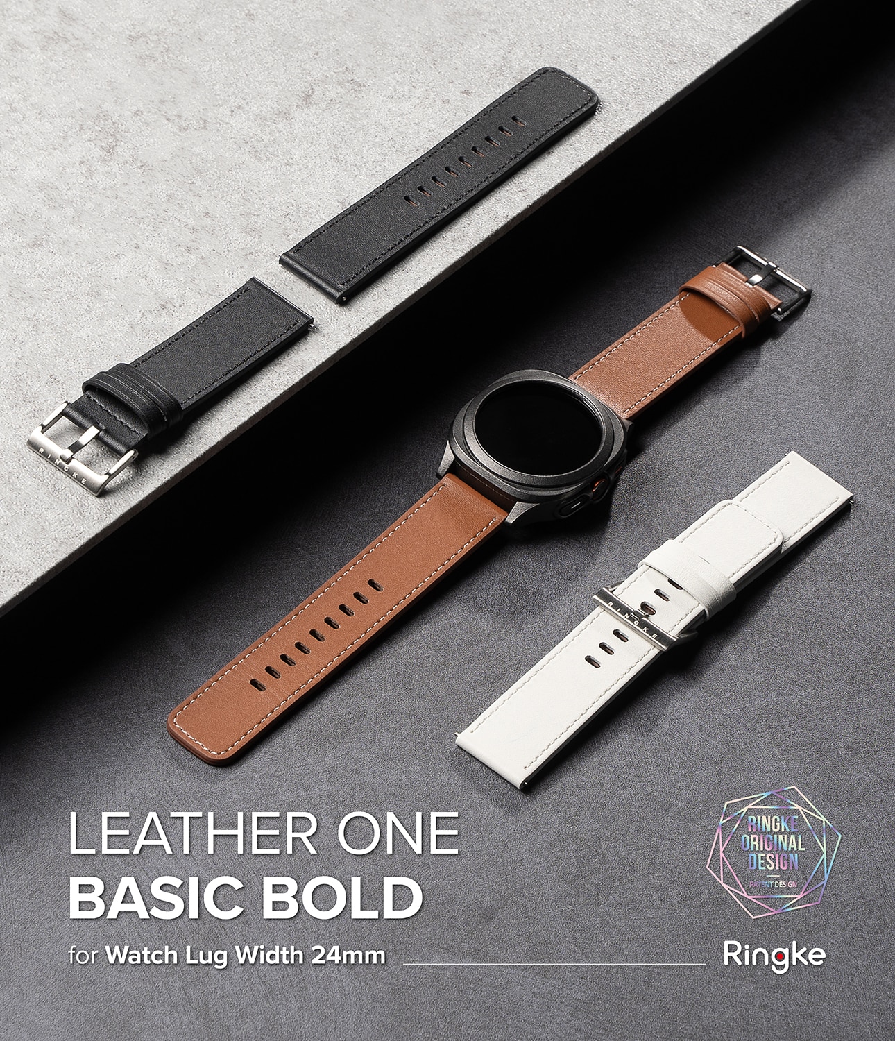 Leather One Basic Bold Band  Suunto 7, Black