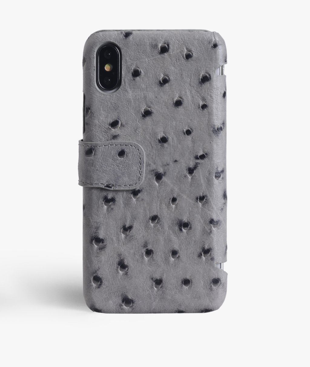 Coque portefeuille iPhone X/XS Ostrich Grey