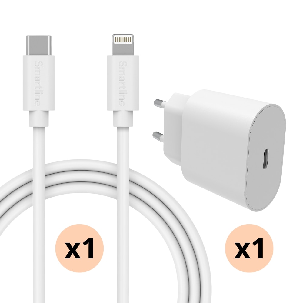 Chargeur complet pour iPhone X/XS - Câble de 2m et chargeur mural -  Smartline