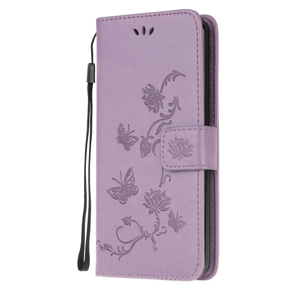 Étui en cuir à papillons pour Samsung Galaxy A21s, violet