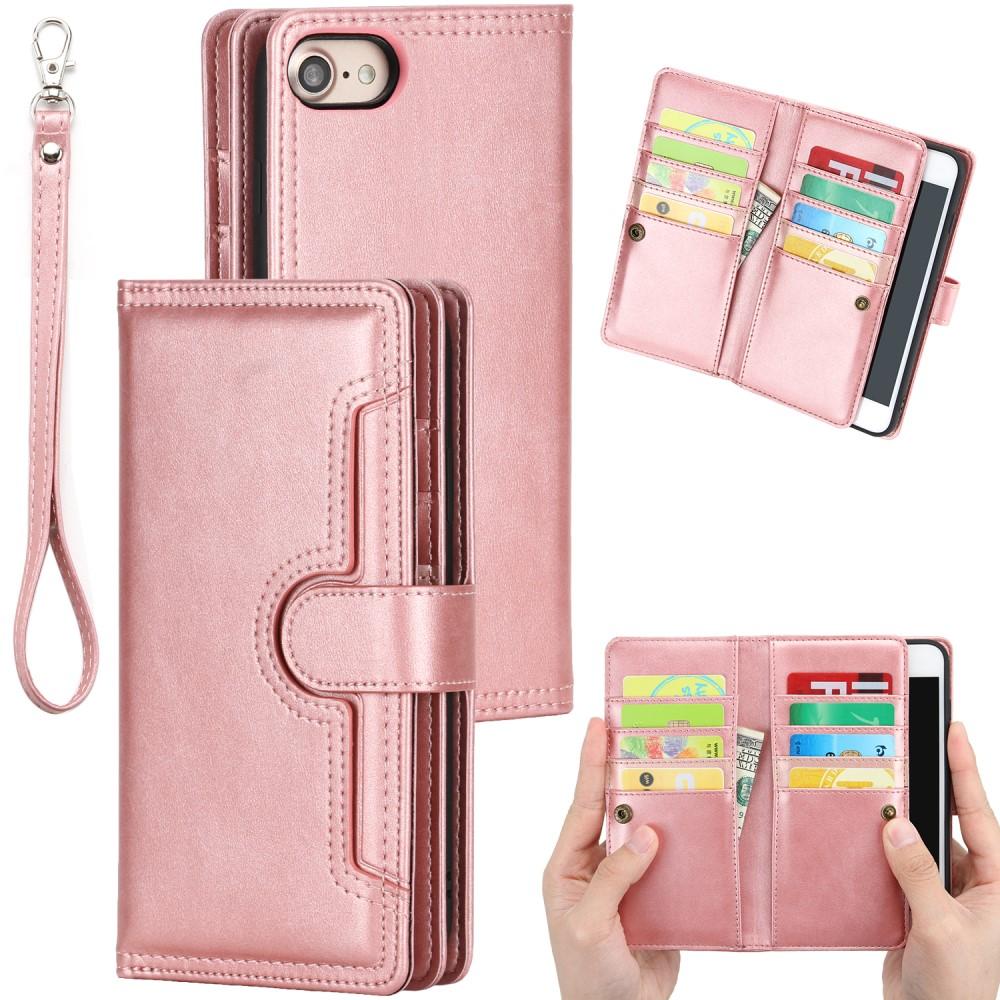 Portefeuille en cuir avec plusieurs fentes iPhone 8, or rose