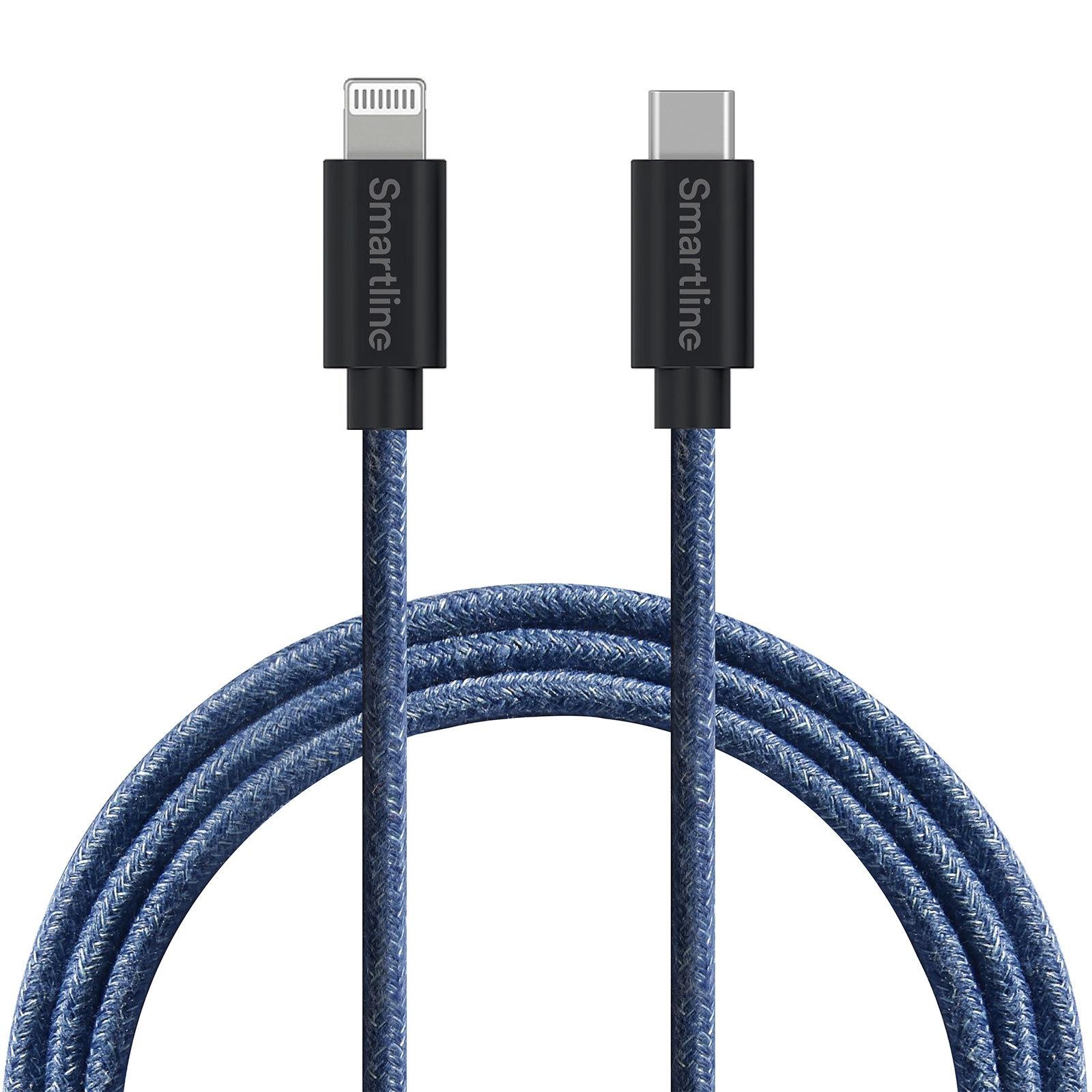 Fuzzy Câble USB-A vers Lightning 2 mètres Bleu