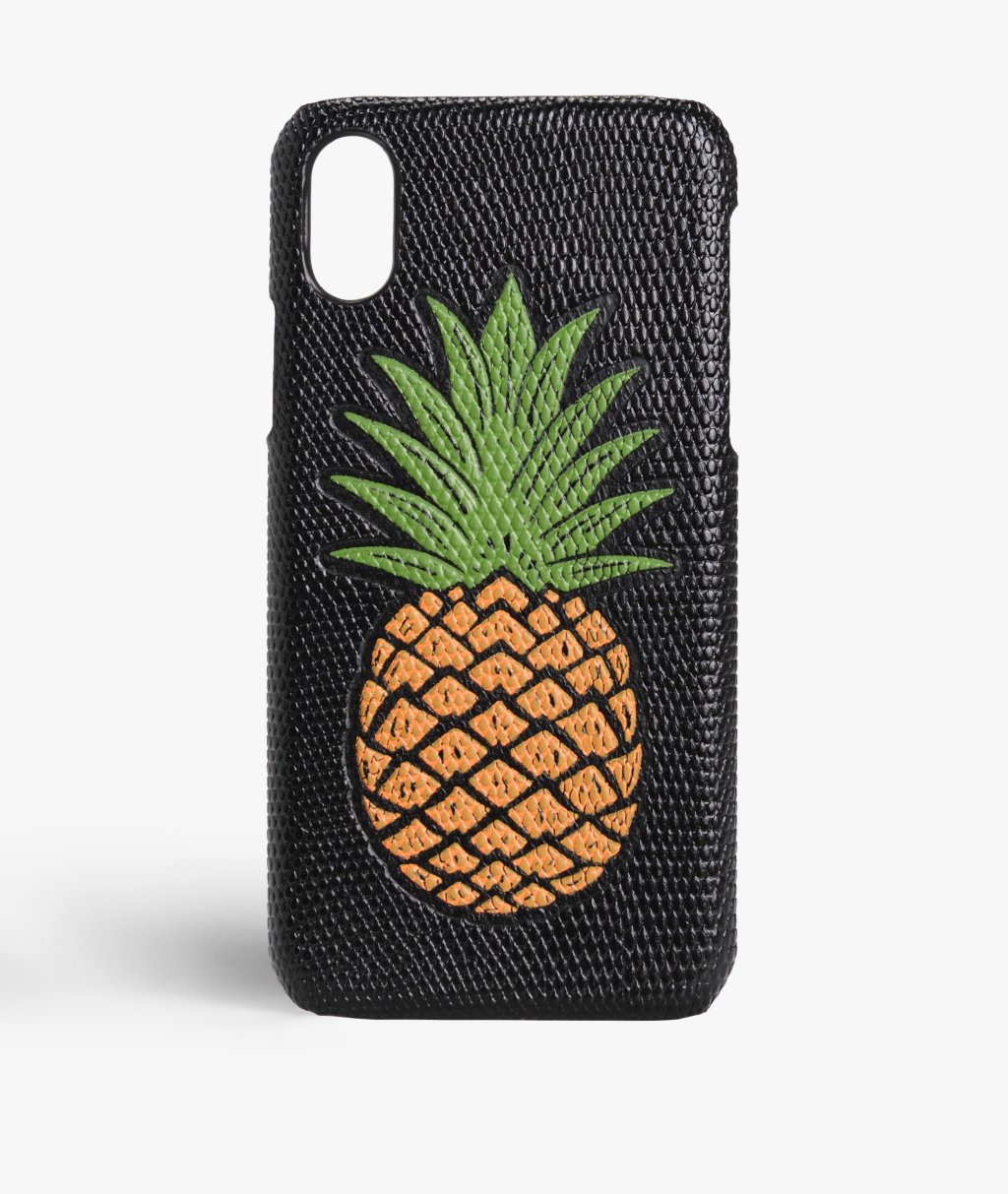 Coque iPhone X/XS Pineapple Orange Lizard Black